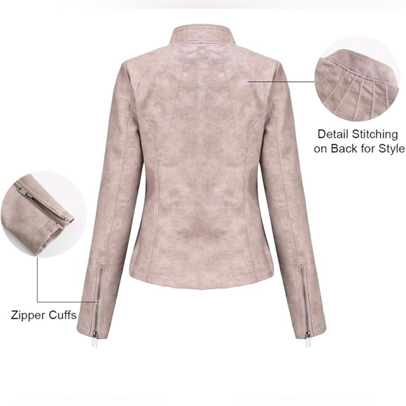 Faux Leather Cropped Jacket Women - Picture 4 of 4